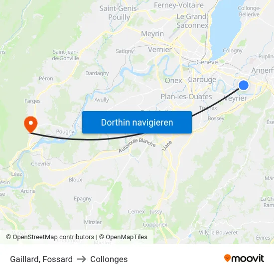 Gaillard, Fossard to Collonges map