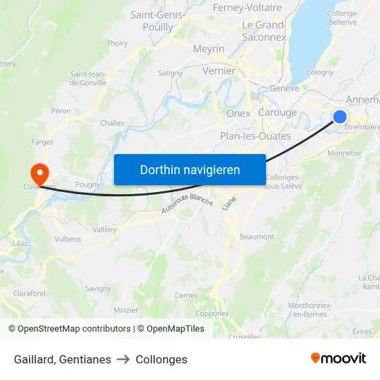 Gaillard, Gentianes to Collonges map