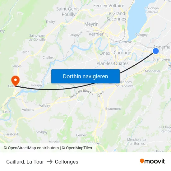Gaillard, La Tour to Collonges map