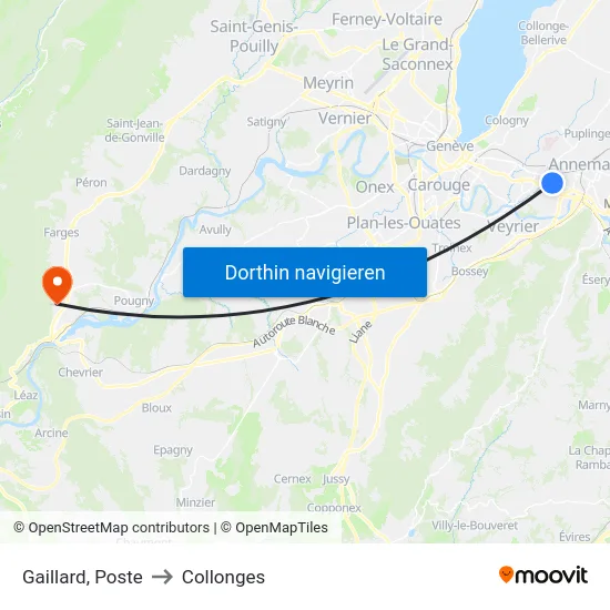 Gaillard, Poste to Collonges map