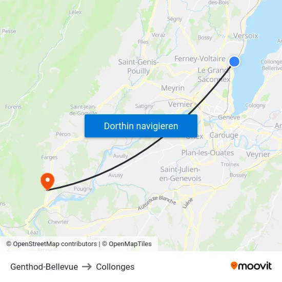 Genthod-Bellevue to Collonges map
