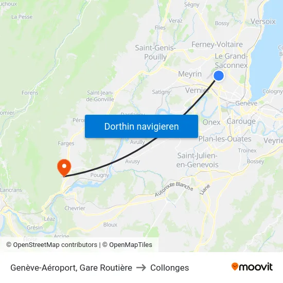 Genève-Aéroport, Gare Routière to Collonges map