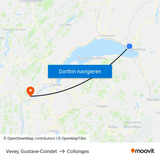 Vevey, Gustave-Coindet to Collonges map