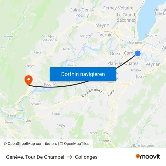 Genève, Tour De Champel to Collonges map