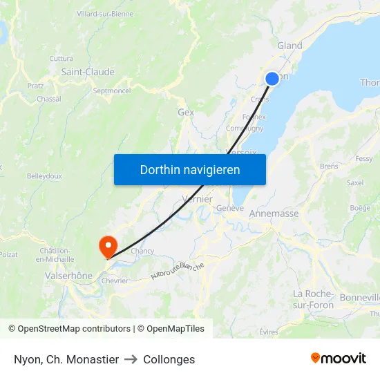 Nyon, Ch. Monastier to Collonges map