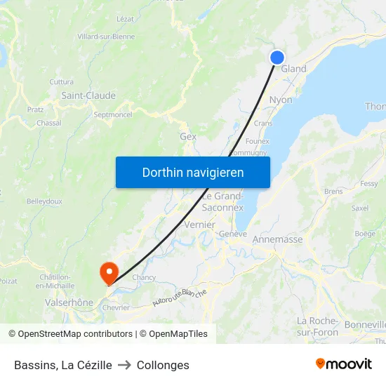 Bassins, La Cézille to Collonges map