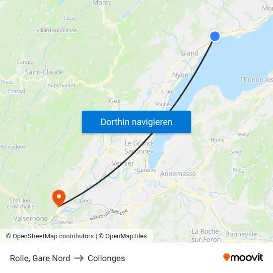 Rolle, Gare Nord to Collonges map