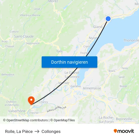 Rolle, La Pièce to Collonges map