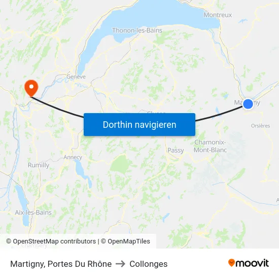 Martigny, Portes Du Rhône to Collonges map