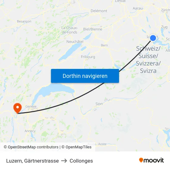 Luzern, Gärtnerstrasse to Collonges map