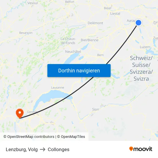 Lenzburg, Volg to Collonges map