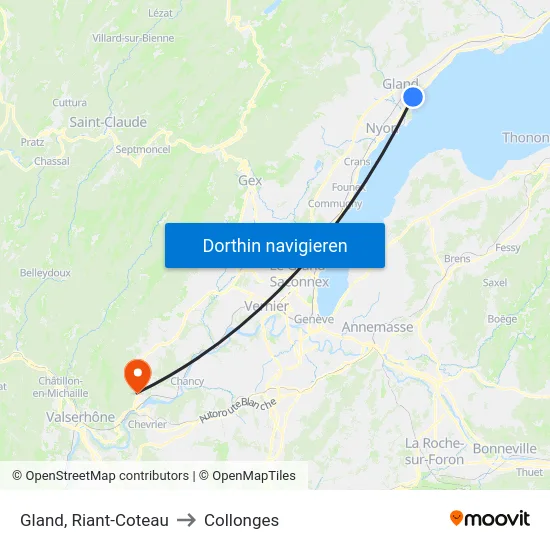 Gland, Riant-Coteau to Collonges map