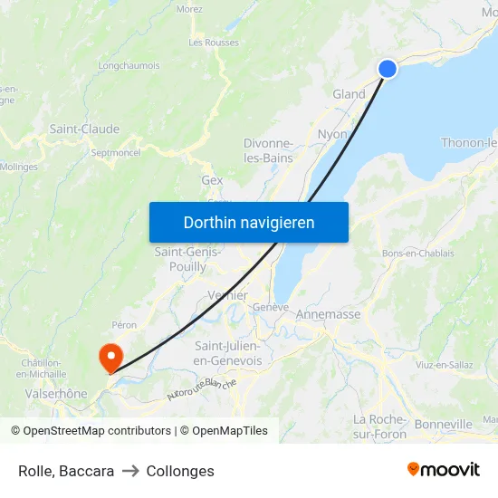 Rolle, Baccara to Collonges map