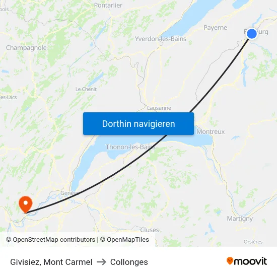 Givisiez, Mont Carmel to Collonges map
