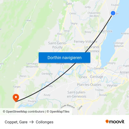 Coppet, Gare to Collonges map