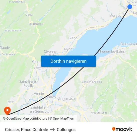 Crissier, Place Centrale to Collonges map