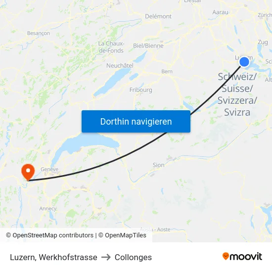 Luzern, Werkhofstrasse to Collonges map