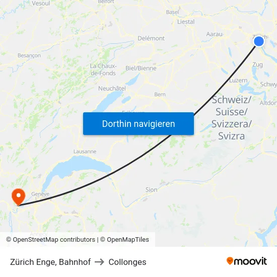 Zürich Enge, Bahnhof to Collonges map