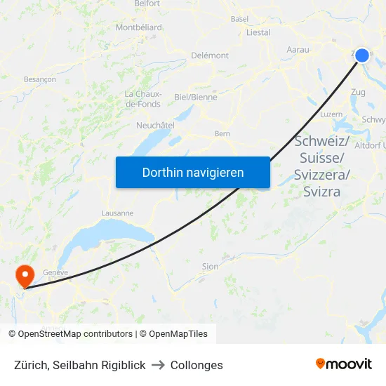 Zürich, Seilbahn Rigiblick to Collonges map