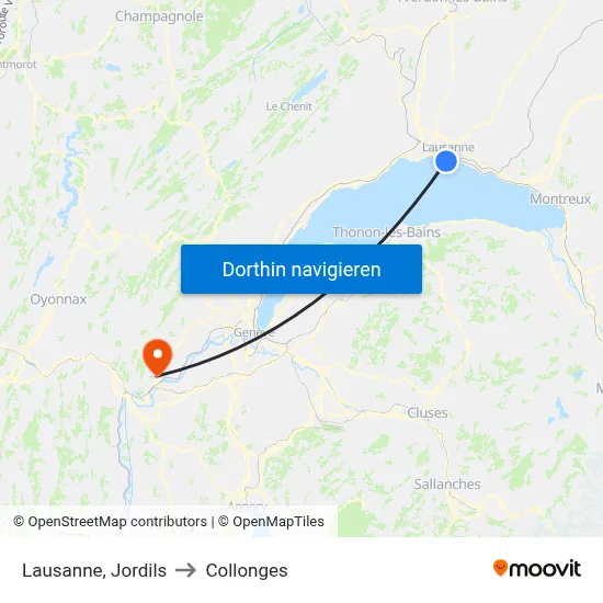 Lausanne, Jordils to Collonges map