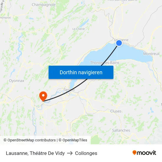 Lausanne, Théâtre De Vidy to Collonges map