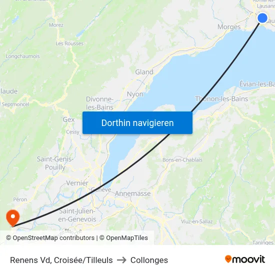 Renens Vd, Croisée/Tilleuls to Collonges map