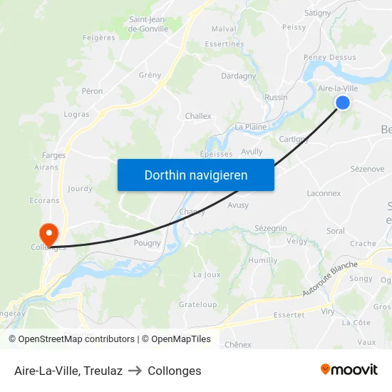 Aire-La-Ville, Treulaz to Collonges map