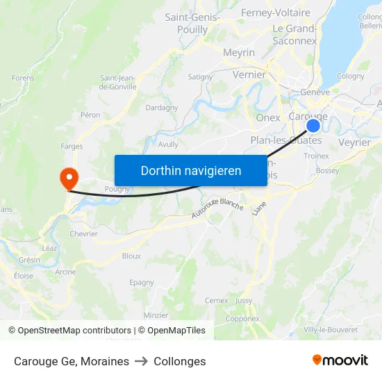 Carouge Ge, Moraines to Collonges map
