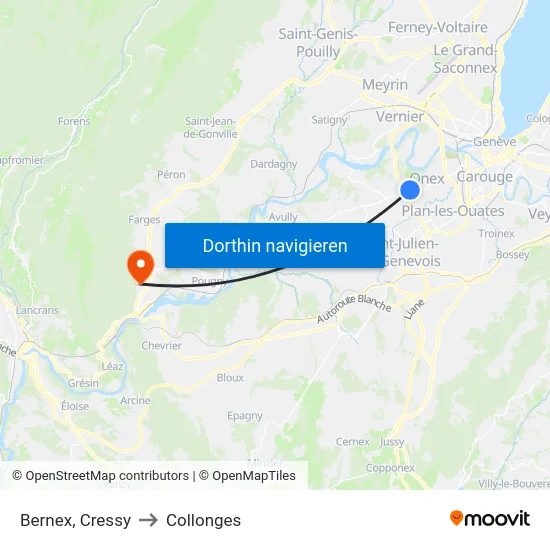 Bernex, Cressy to Collonges map