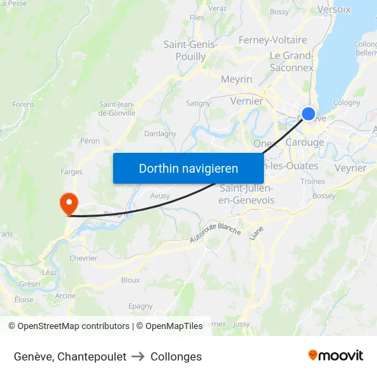 Genève, Chantepoulet to Collonges map