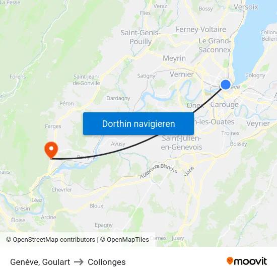 Genève, Goulart to Collonges map