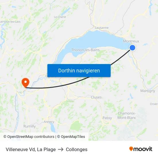 Villeneuve Vd, La Plage to Collonges map
