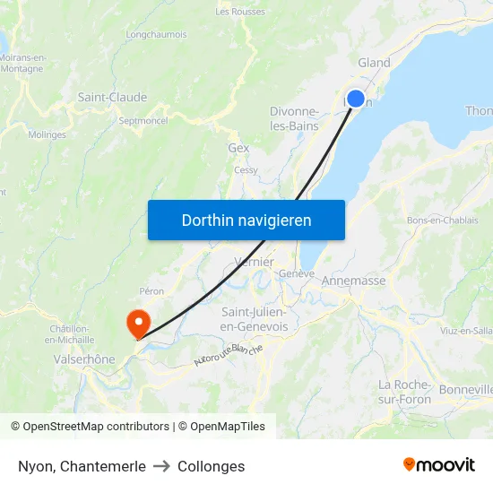 Nyon, Chantemerle to Collonges map