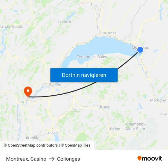 Montreux, Casino to Collonges map