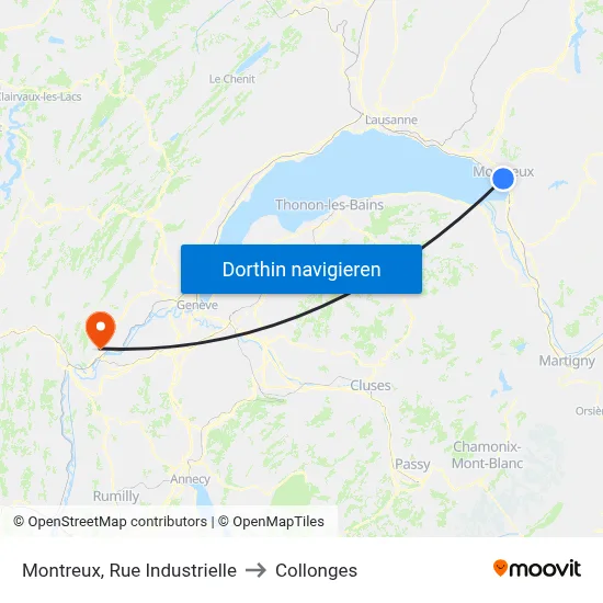 Montreux, Rue Industrielle to Collonges map
