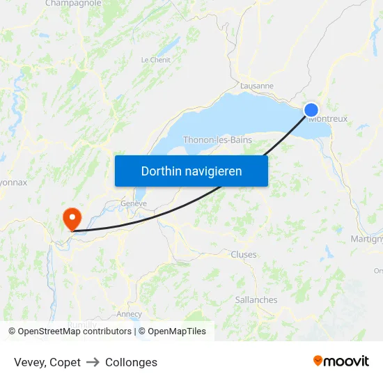Vevey, Copet to Collonges map