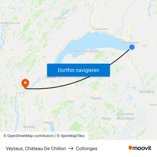 Veytaux, Château De Chillon to Collonges map