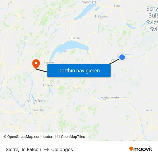 Sierre, Ile Falcon to Collonges map