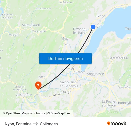 Nyon, Fontaine to Collonges map