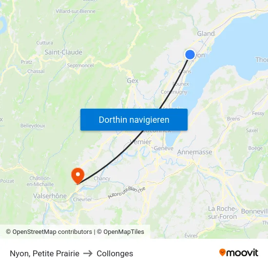 Nyon, Petite Prairie to Collonges map