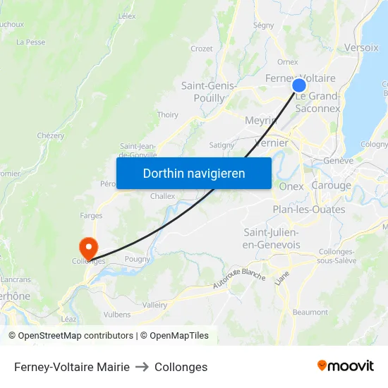 Ferney-Voltaire Mairie to Collonges map