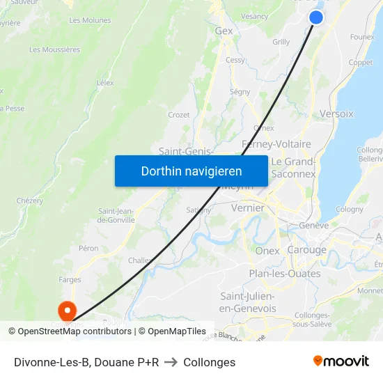 Divonne-Les-B, Douane P+R to Collonges map