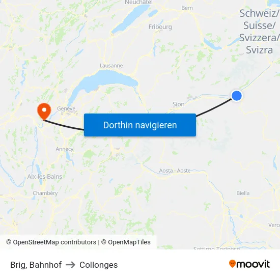 Brig, Bahnhof to Collonges map