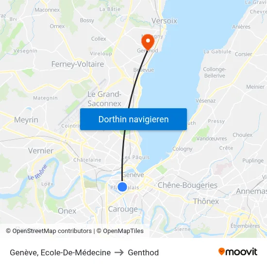Genève, Ecole-De-Médecine to Genthod map