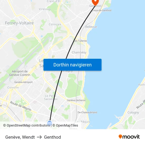 Genève, Wendt to Genthod map