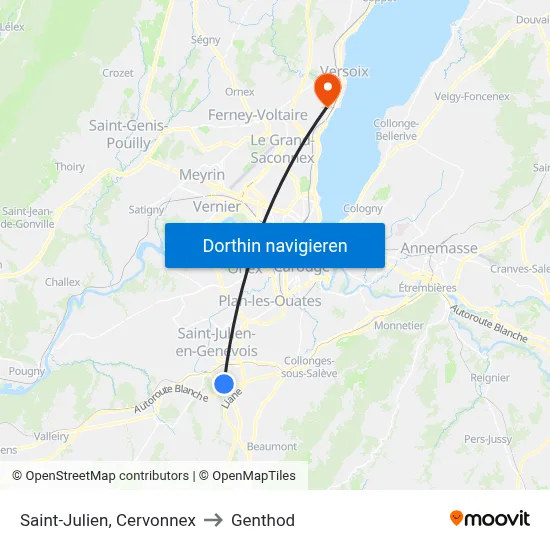 Saint-Julien, Cervonnex to Genthod map