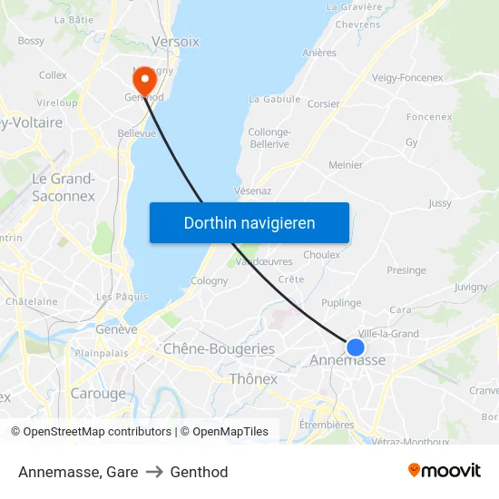 Annemasse, Gare to Genthod map