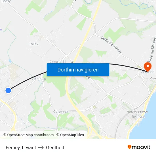 Ferney, Levant to Genthod map