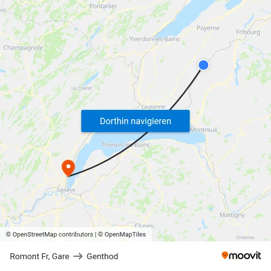 Romont Fr, Gare to Genthod map