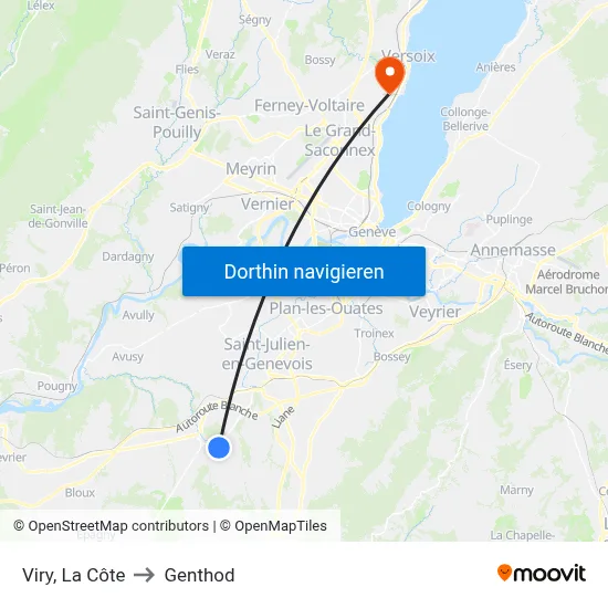 Viry, La Côte to Genthod map